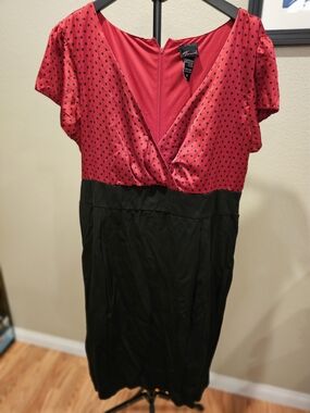 Torrid Red and Black Polka Dot Wrap-Style Dress